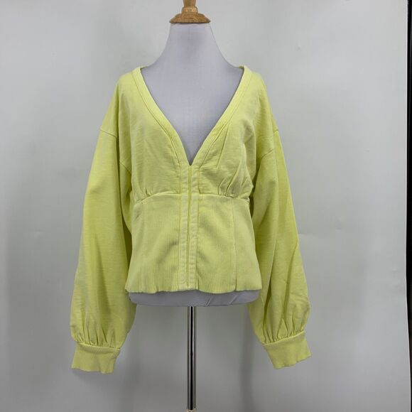 Pilcro Sweatshirt Womens XL Buttercup Crop Open Back Long Sleeve Anthropologie - Picture 2 of 15